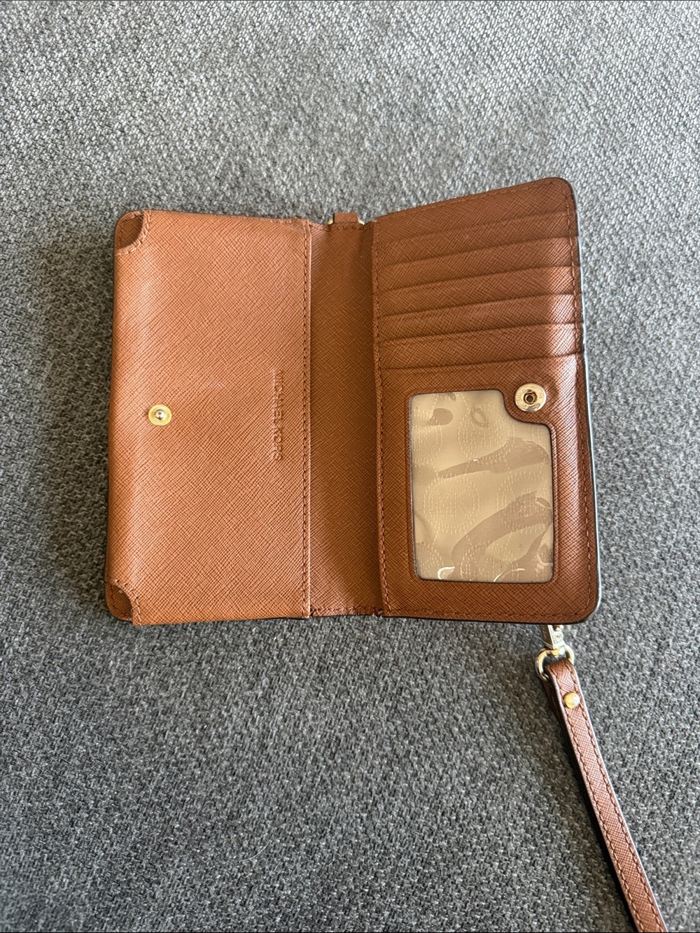 Michael Kors Cognac Saffiano Zip Wristlet Wallet - Picture 3 of 5